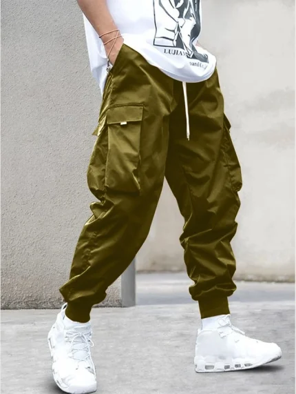 baggy pant distant army green twill