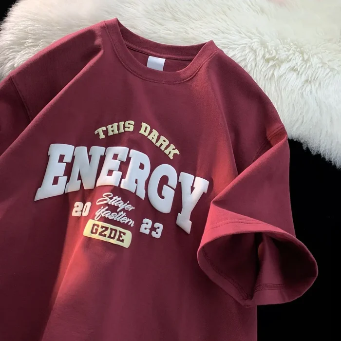 Energy Maroon Drop Shoulder T shirt