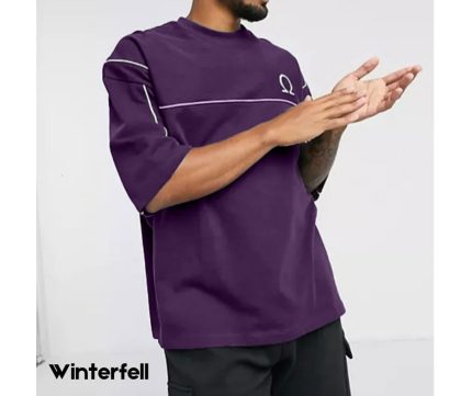 Purple piping drop shoulder t shirt