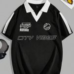 drop shoulder t shirt city vibes black color