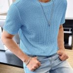 Waffle Solid Tee - Polo Blue