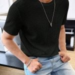 Waffle Solid Tee - Black