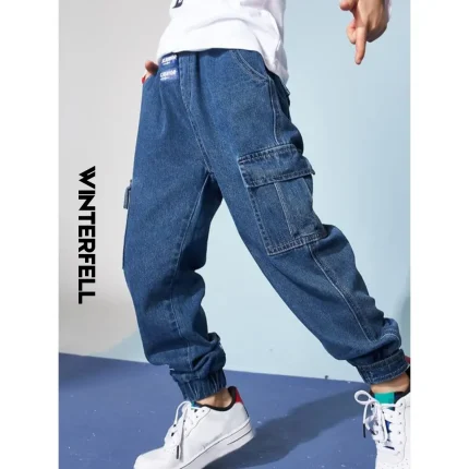 Blue Baggy Cargo Jeans jogger Pant