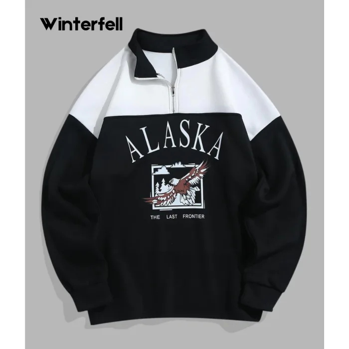 Black White Alaska Drop Shoulder Sweatshirt