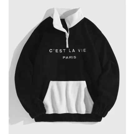 Black Paris Drop Shoulder Sweatshirt