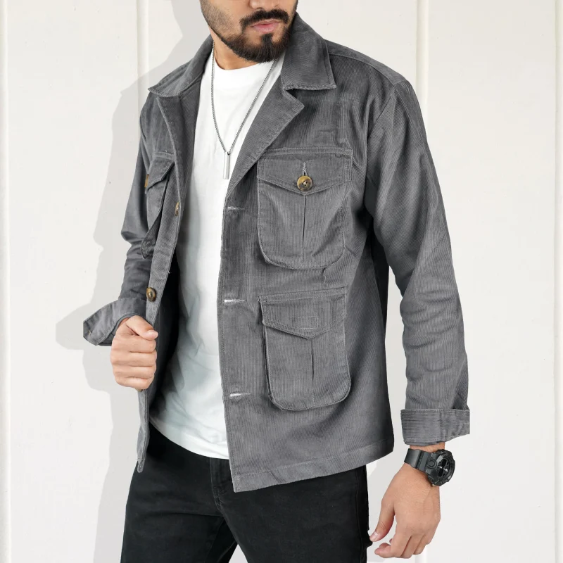 Grey Corduroy 4 Pocket Jacket