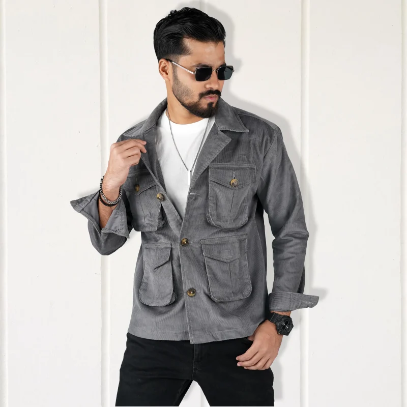 Grey Corduroy 4 Pocket Jacket