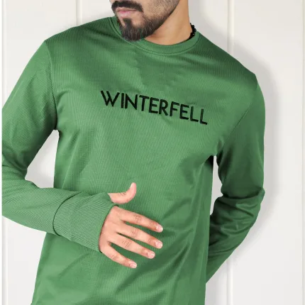 Waffle Knit Full Sleeve Tee - Fun Green