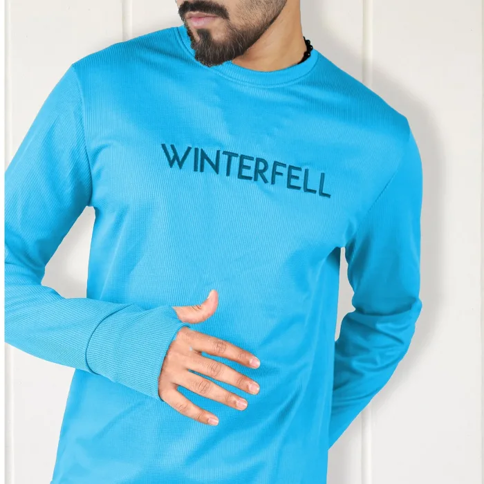 Waffle Knit Full Sleeve Tee - Sky blue