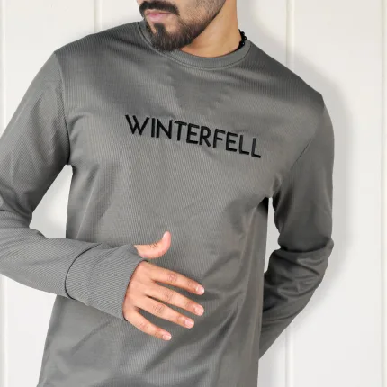 Waffle Knit Full sleeve Tee - Charcoal