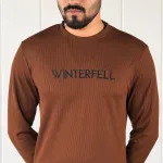 Waffle Knit Full Sleeve Tee - Brown