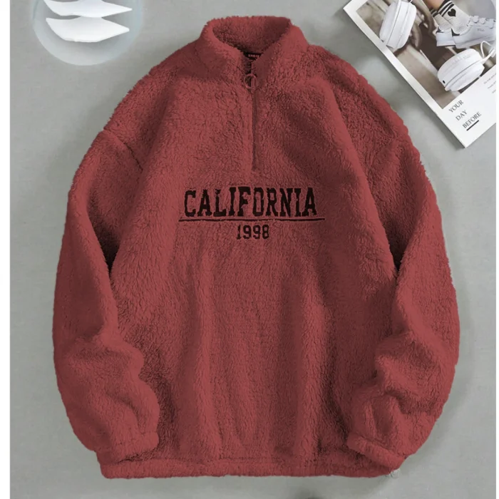 Light Maroon California Sherpa Drop Shoulder Sweatshirt