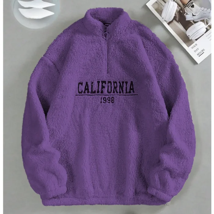 Purple California Sherpa Drop Shoulder Sweatshirt