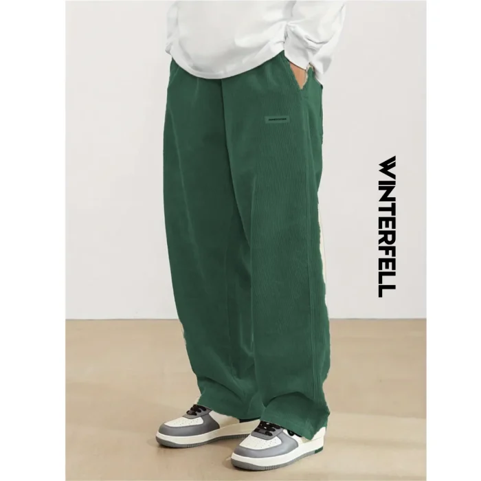 Dark Green Corduroy Loose Fit Pant