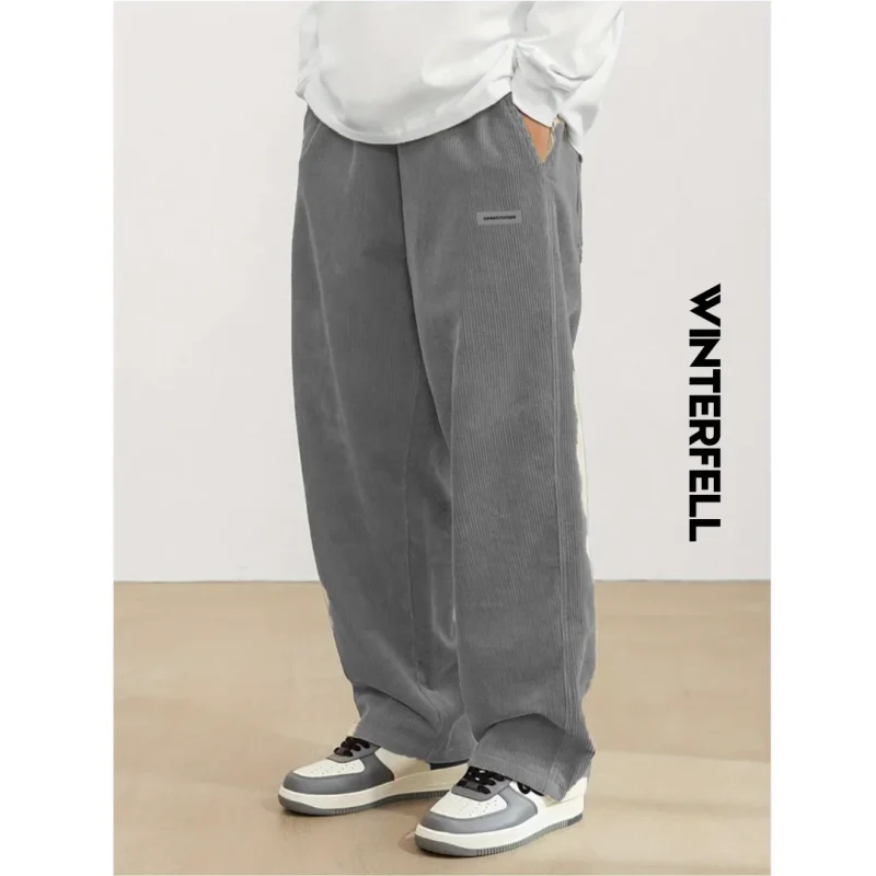 Dark Grey Corduroy Loose Fit Pant