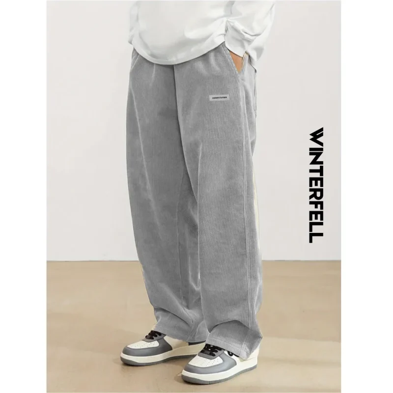 Light Grey Corduroy Loose Fit Pant