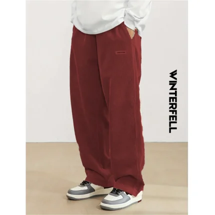 Maroon Corduroy Loose Fit Pant