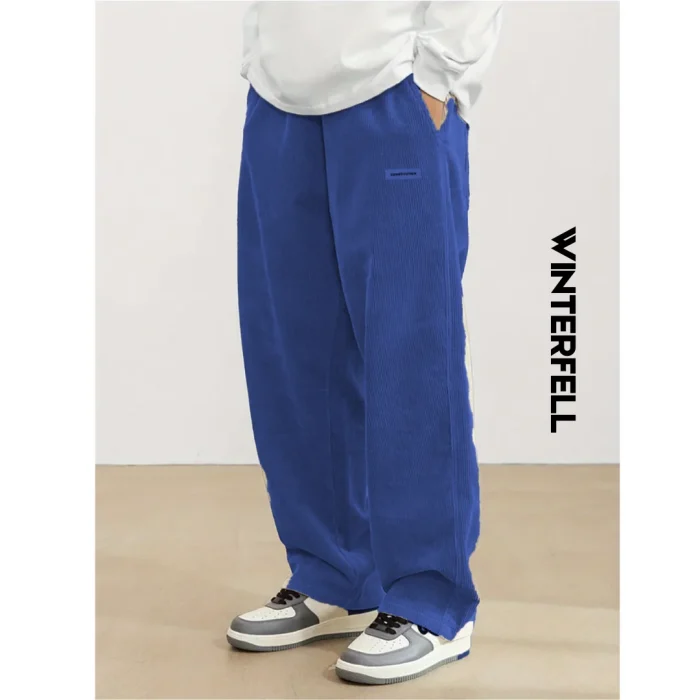 Navy Blue Corduroy Loose Fit Pant