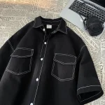 Twill black Drop Shoulder Shirt winterfell
