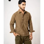 winterfell olive cord half button shirt