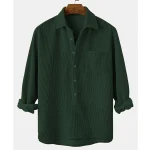 winterfell dark green half button cord shirt