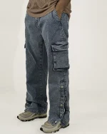 Blue Acid Snap Button Jeans 3