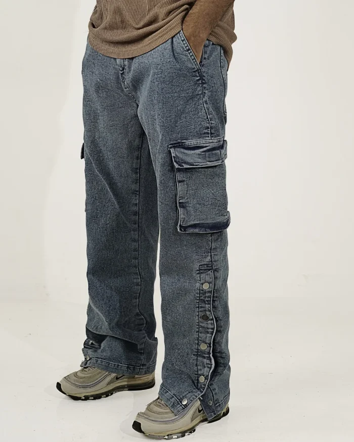 Blue Acid Snap Button Jeans 3
