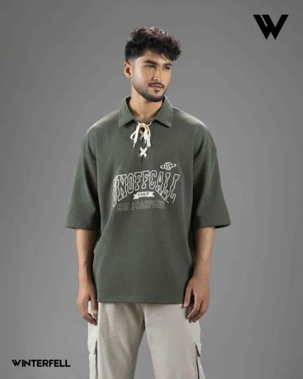 winterfell green thermal drop shoulder polo