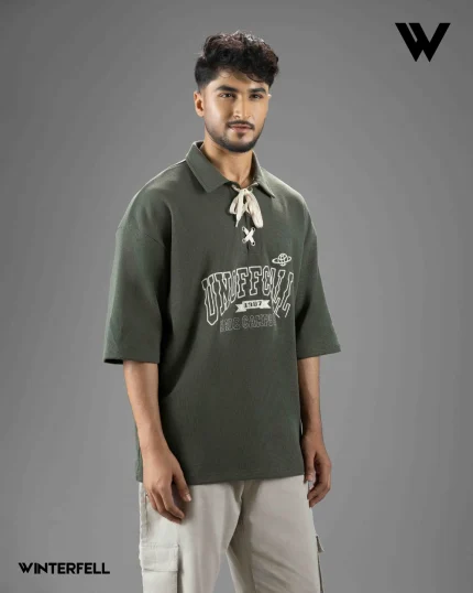 winterfell green thermal drop shoulder polo 2