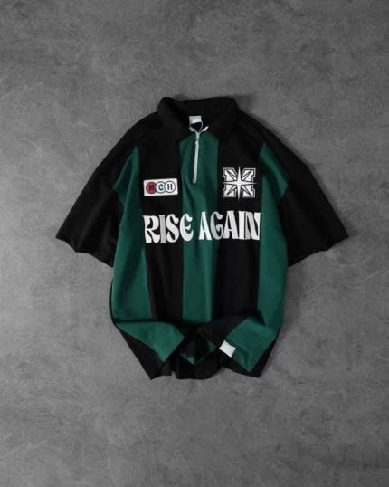 Rise Again Patch Polo - Green & Black