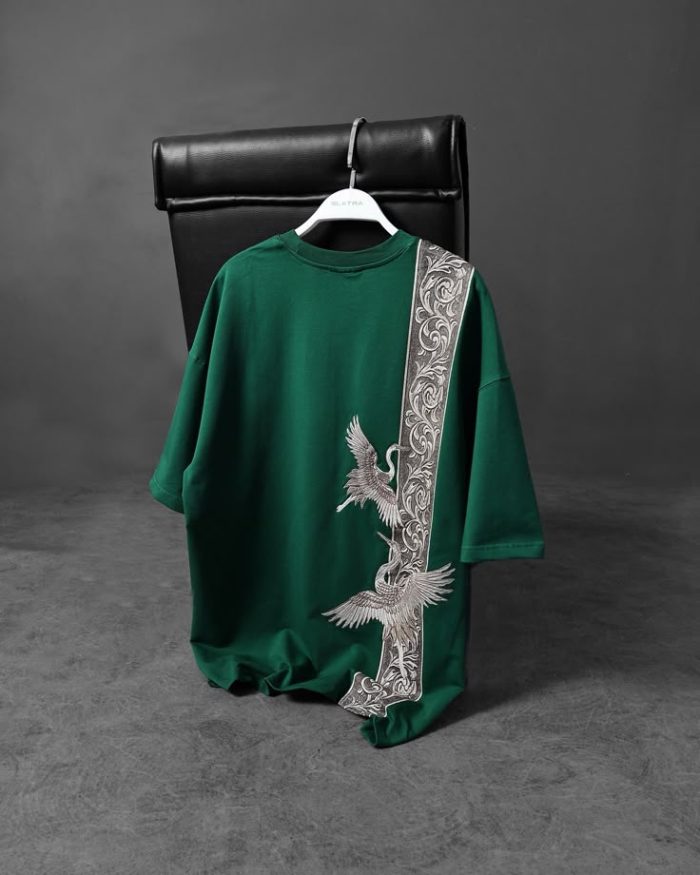 Crane Dynasty Tee - Dark Green