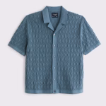 Dusty Blue Knit Textured Shirt