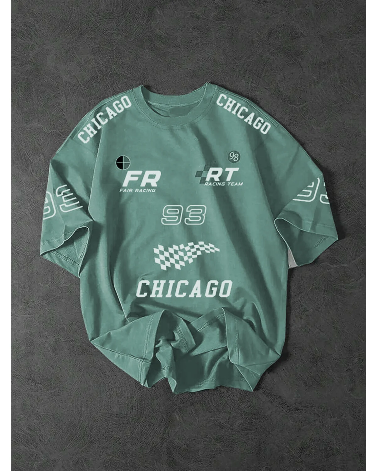 racing green grey 2 Chicago Racing Tee - Grey - Image 1