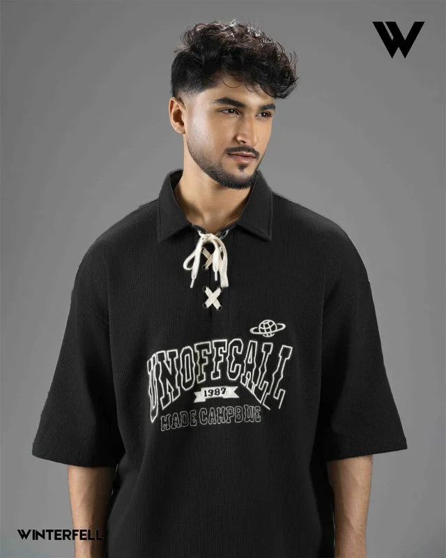 winterfell unofficial black thermal drop shoulder polo
