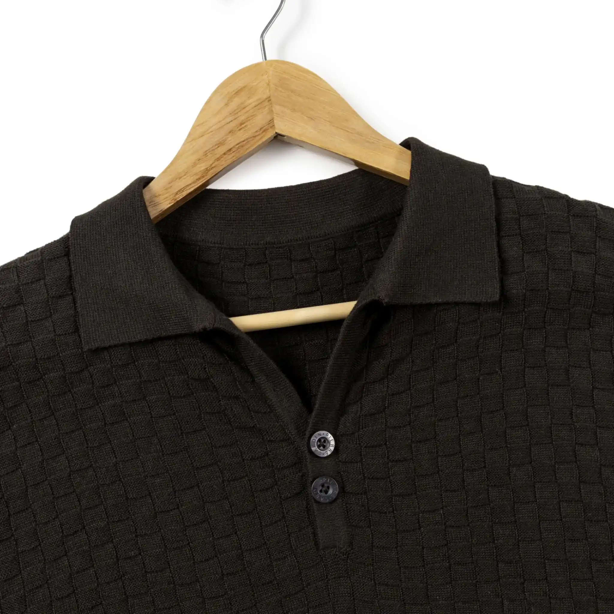 10.2 Chocolate Grid Knit Polo - Image 1