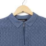 Zig Zag Dusty Blue Knit Polo