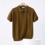 Coffee Line Zip Knit Premium Polo