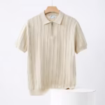 winterfell cream line zip polo