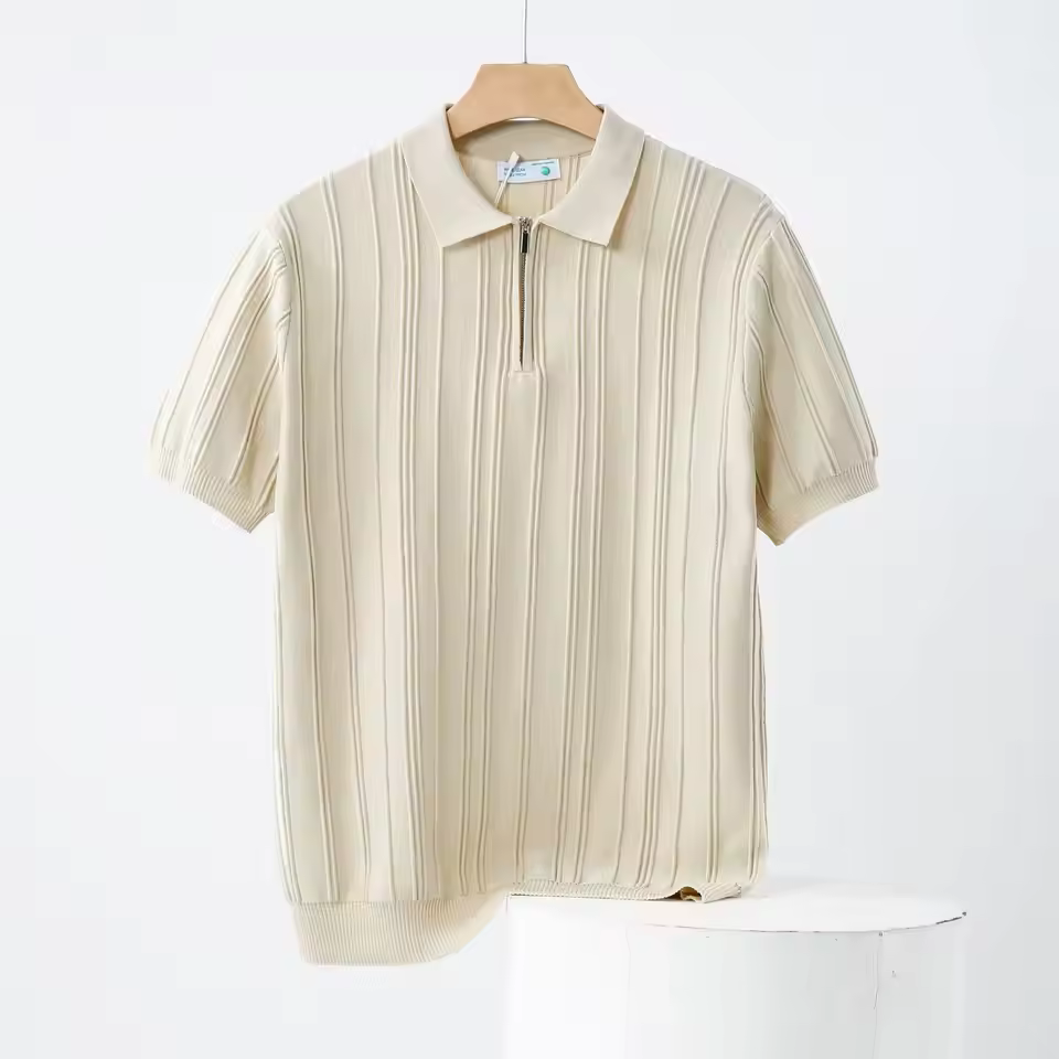 winterfell cream line zip polo winterfell cream line zip polo