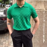 Grid Green Knit Premium Polo