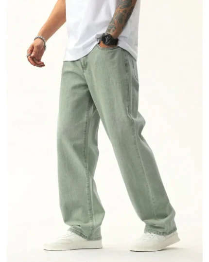 Faded Green Straight Fit Denim