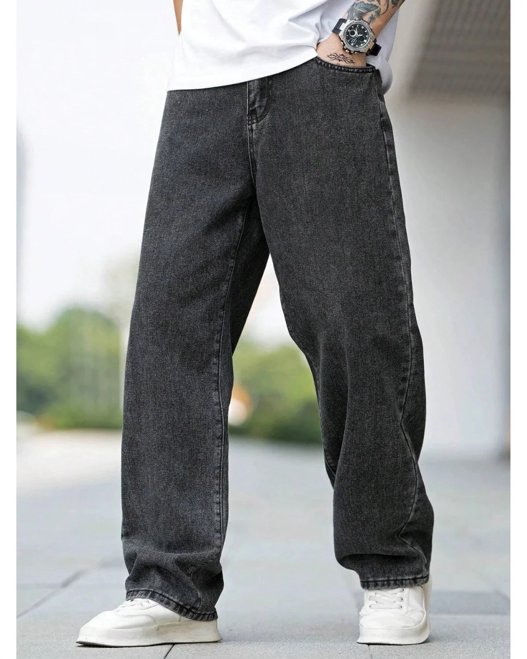 noir black concrete Noir Black Concrete Straight Fit Jeans - Image 1