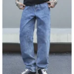 Washed Rebel Blue Straight Fit Jeans