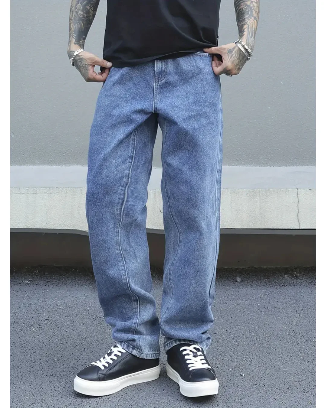 washed rebel blue Washed Rebel Blue Straight Fit Jeans - Image 1