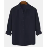 Cord Bluwish Black Half Button Shirt