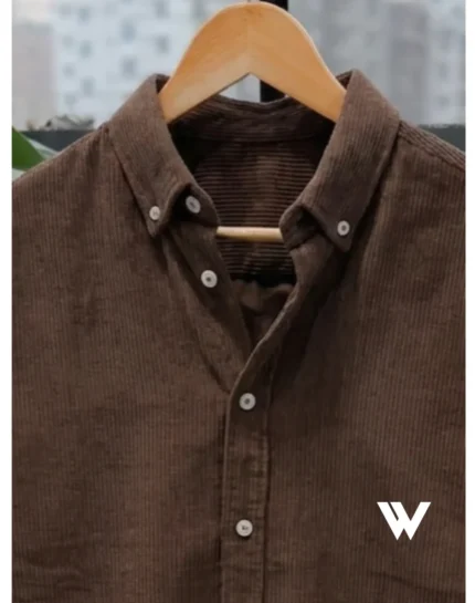 brown old money cord shirt
