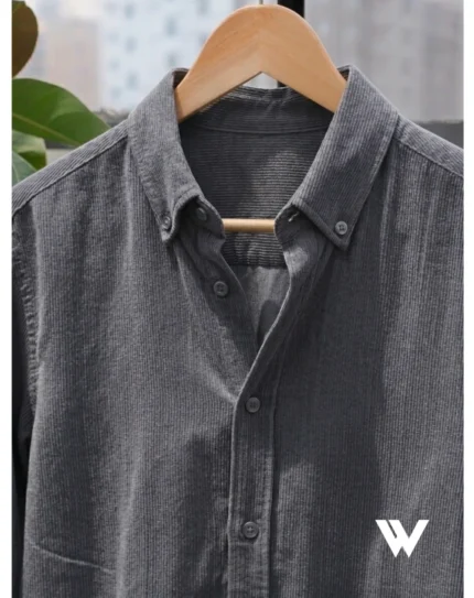 charcoal old money cord shirt