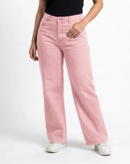 straight fit wide leg baby pink jeans in bangladesh