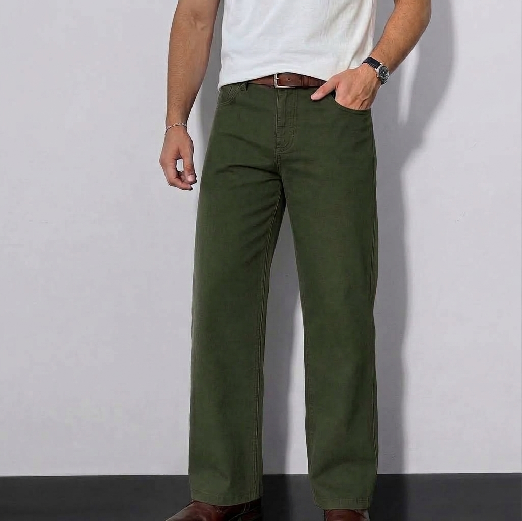 army-green-twill-straight-fit-pant Army Green Twill Straight Fit Pant - Image 1