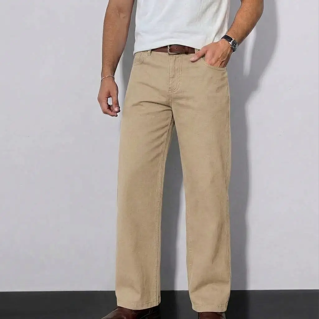 beige-twill-straight-fit-pant Beige Twill Straight Fit Pant - Image 1